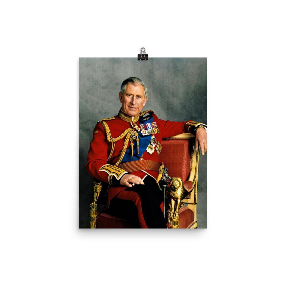 A King Charles poster on a plain backdrop in size 12x16".