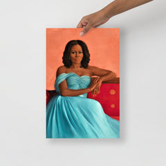 A Michelle Obama poster on a plain backdrop in size 12x18".