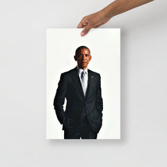 A Barack Obama poster on a plain backdrop in size 12x18”.