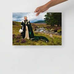 The Queen at Her Balmoral Estate poster on a plain backdrop in size 12x18”.