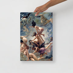 A Witches Going to Their Sabbath by Luis Ricardo Falero poster on a plain backdrop in size 12x18”.