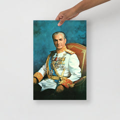 A Mohammad Reza Pahlavi poster on a plain backdrop in size 12x18”.