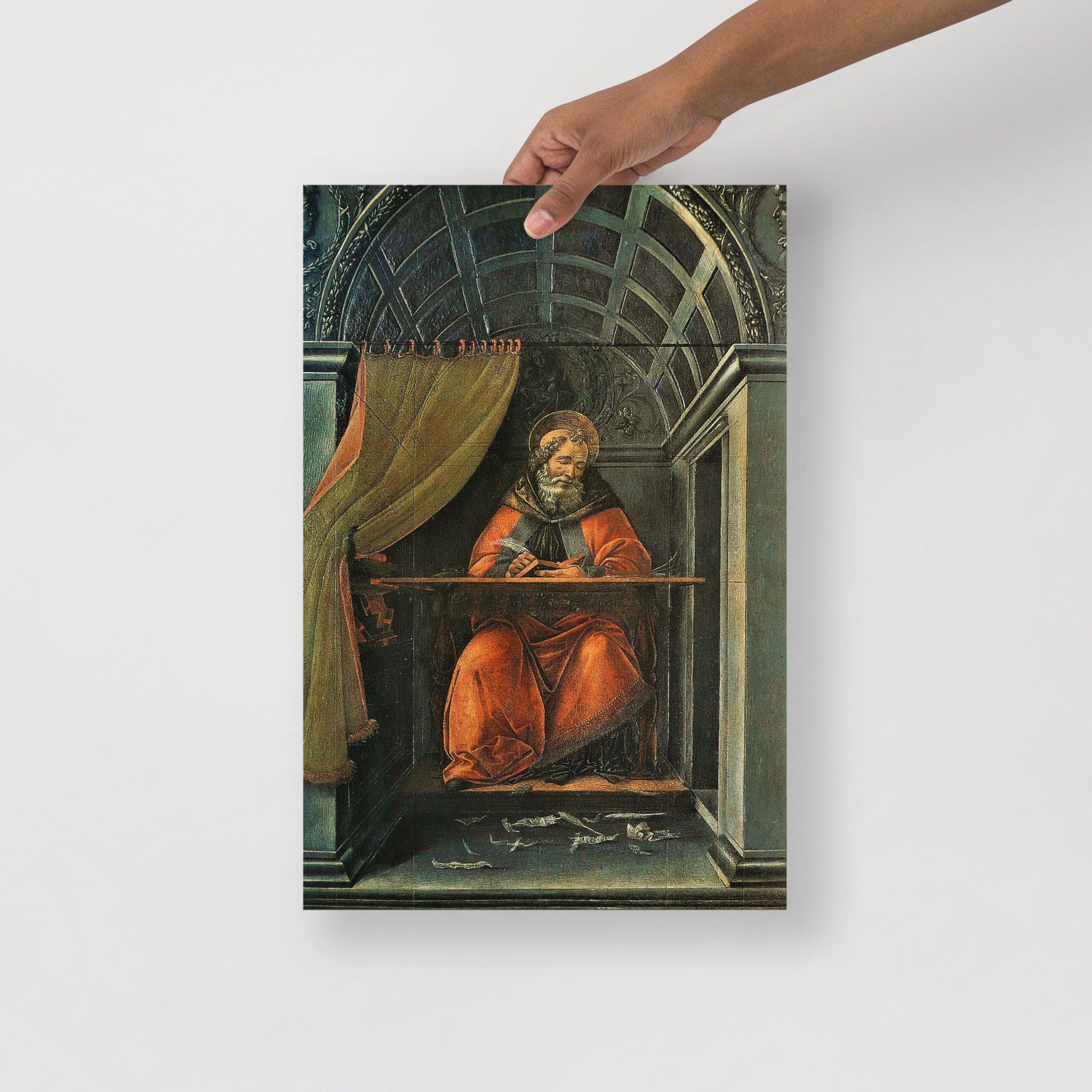 A St. Augustine in his Cell by Sandro Botticelli poster on a plain backdrop in size 12x18”.