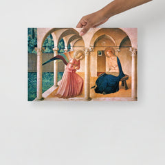 The Annunciation by Beato Angelico poster on a plain backdrop in size 12x18”.