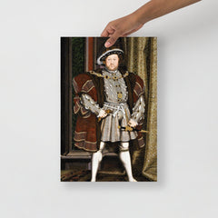 A Henry VIII Of England poster on a plain backdrop in size 12x18”.