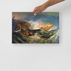 The Shipwreck by J. M. W. Turner poster on a plain backdrop in size 12x18”.