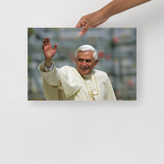 A Pope Benedict XVI poster on a plain backdrop in size 12x18”.