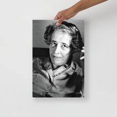 A Hannah Arendt poster on a plain backdrop in size 12x18”.