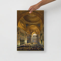 A Hagia Sophia (Aya Sofia) Church by Gaspare Fossati poster on a plain backdrop in size 12x18”.