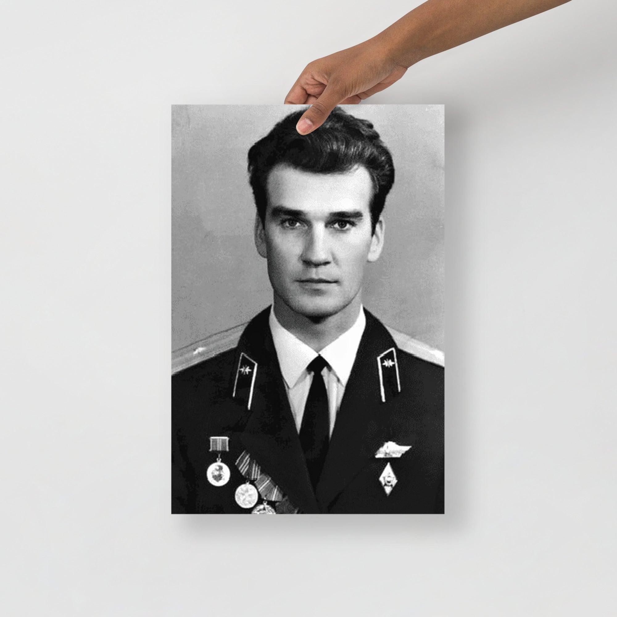 A Stanislav Petrov poster on a plain backdrop in size 12x18”.