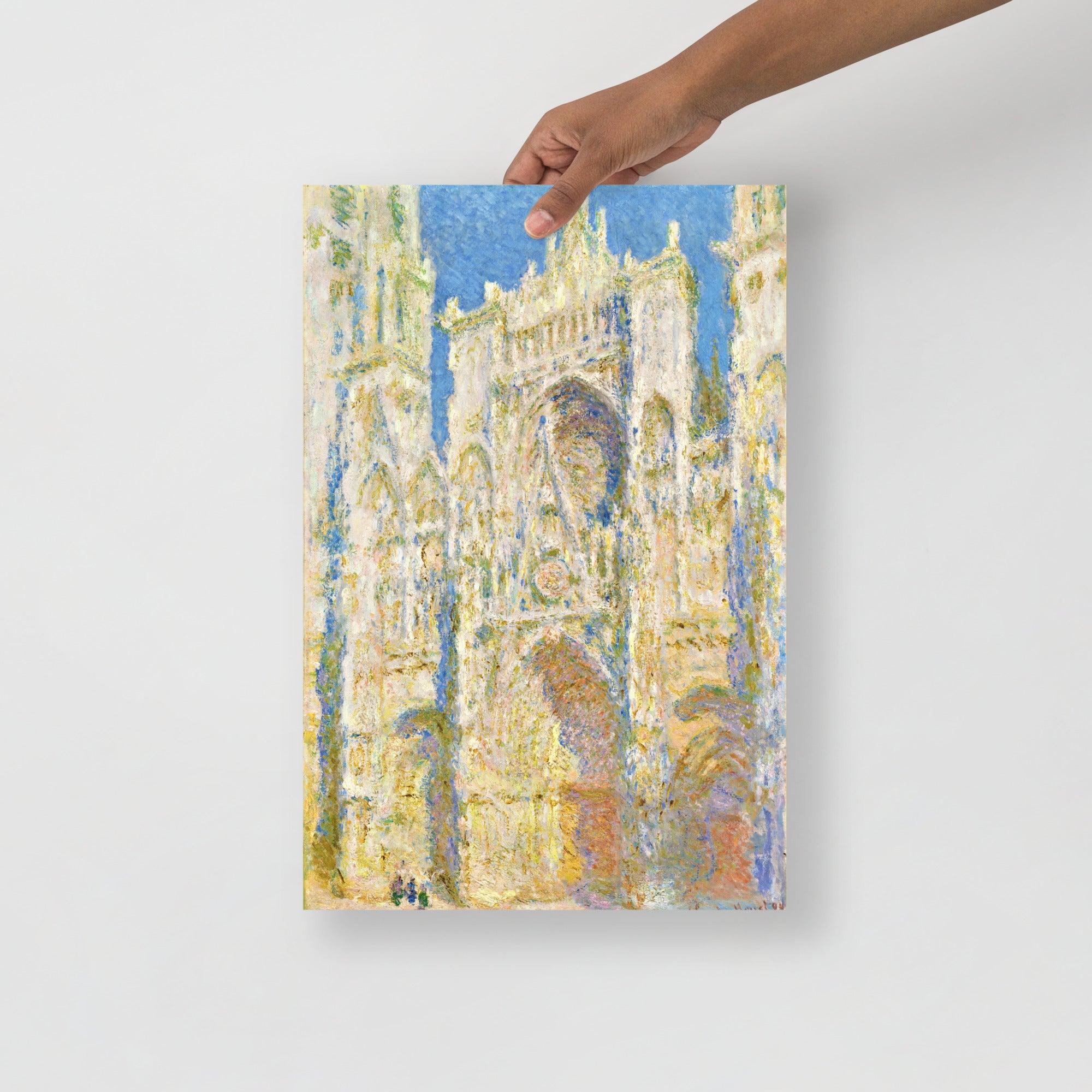 A Rouen Cathedral, West Facade by Claude Monet poster on a plain backdrop in size 12x18”.