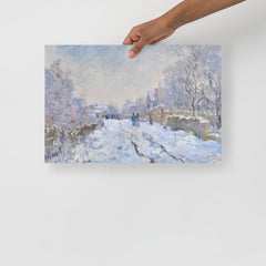 A Snow at Argenteuil by Claude Monet poster on a plain backdrop in size 12x18”.