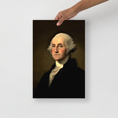 A George Washington by Gilbert Stuart poster on a plain backdrop in size 12x18”.