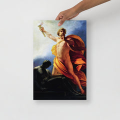 A Prometheus Brings Fire to Mankind by Heinrich Fuger poster on a plain backdrop in size 12x18”.