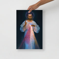A Divine Mercy by Eugeniusz Kazimirowski poster on a plain backdrop in size 12x18”.