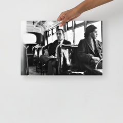 A Rosa Parks Riding a Bus poster on a plain backdrop in size 12x18”.