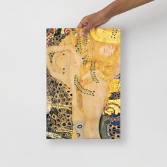 A Water Serpents I by Gustav Klimt poster on a plain backdrop in size 12x18”.