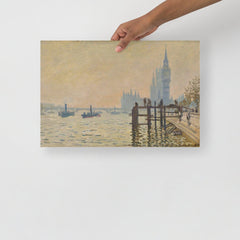 The Thames Below Water by Claude Monet poster on a plain backdrop in size 12x18”.