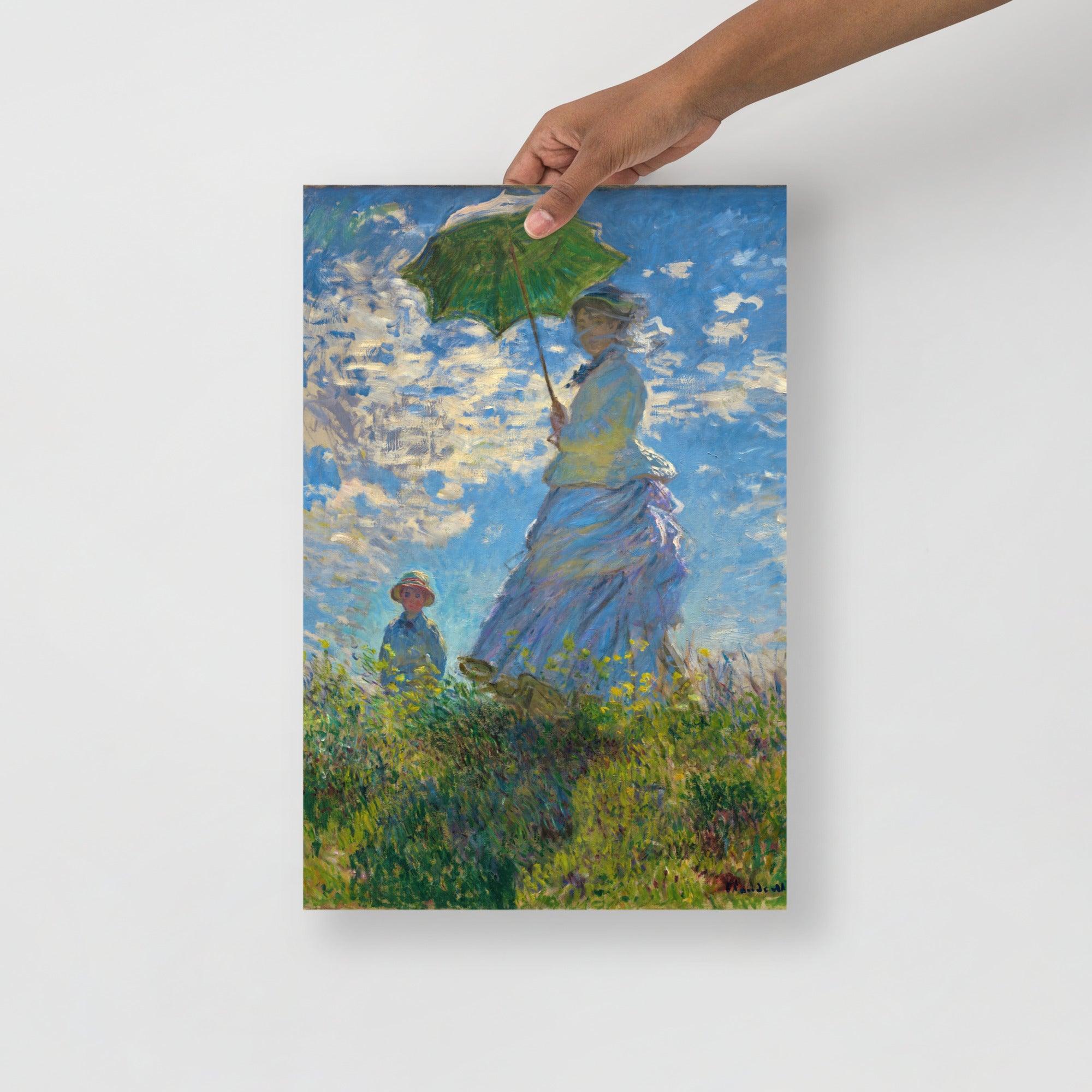 A Madame Monet and Her Son by Claude Monet poster on a plain backdrop in size 12x18”.