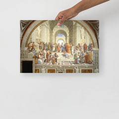The School of Athens by Raphael poster on a plain backdrop in size 12x18”.