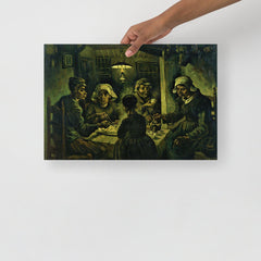 The Potato Eaters by Vincent van Gogh poster on a plain backdrop in size 12x18”.