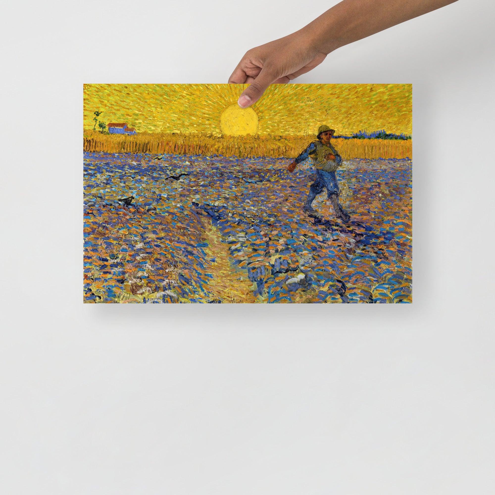 The Sower by Vincent Van Gogh poster on a plain backdrop in size12x18”.