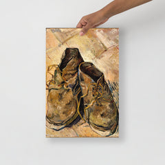 A Shoes by Vincent Van Gogh poster on a plain backdrop in size 12x18”.