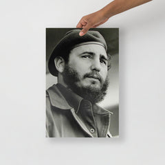 A Fidel Castro poster on a plain backdrop in size 12x18”.