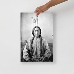 A Sitting Bull Portrait poster on a plain backdrop in size 12x18”.