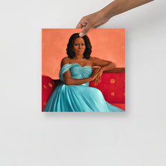 A Michelle Obama poster on a plain backdrop in size 14x14".