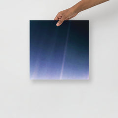 A Pale Blue Dot poster on a plain backdrop in size 14x14”.