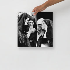 A Nuns Smoking poster on a plain backdrop in size 14x14”.