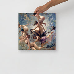 A Witches Going to Their Sabbath by Luis Ricardo Falero poster on a plain backdrop in size 14x14”.