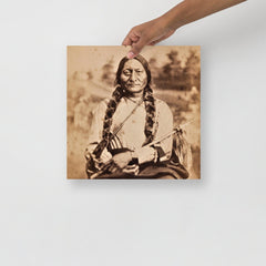 A Sitting Bull by Goff poster on a plain backdrop in size 14x14”.
