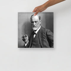 A Sigmund Freud Portrait poster on a plain backdrop in size 14x14”.