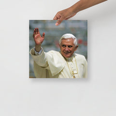 A Pope Benedict XVI poster on a plain backdrop in size 14x14”.