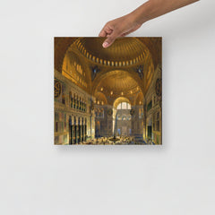 A Hagia Sophia (Aya Sofia) Church by Gaspare Fossati poster on a plain backdrop in size 14x14”.