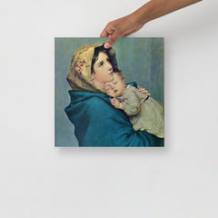 The Madonna of the Street By Roberto Ferruzzi poster on a plain backdrop in size 14x14”.
