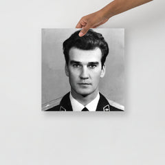A Stanislav Petrov poster on a plain backdrop in size 14x14”.