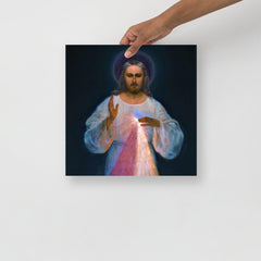 A Divine Mercy by Eugeniusz Kazimirowski poster on a plain backdrop in size 14x14”.
