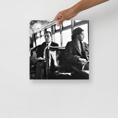 A Rosa Parks Riding a Bus poster on a plain backdrop in size 14x14”.