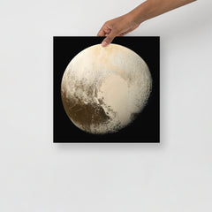 A Pluto poster on a plain backdrop in size 14x14”.