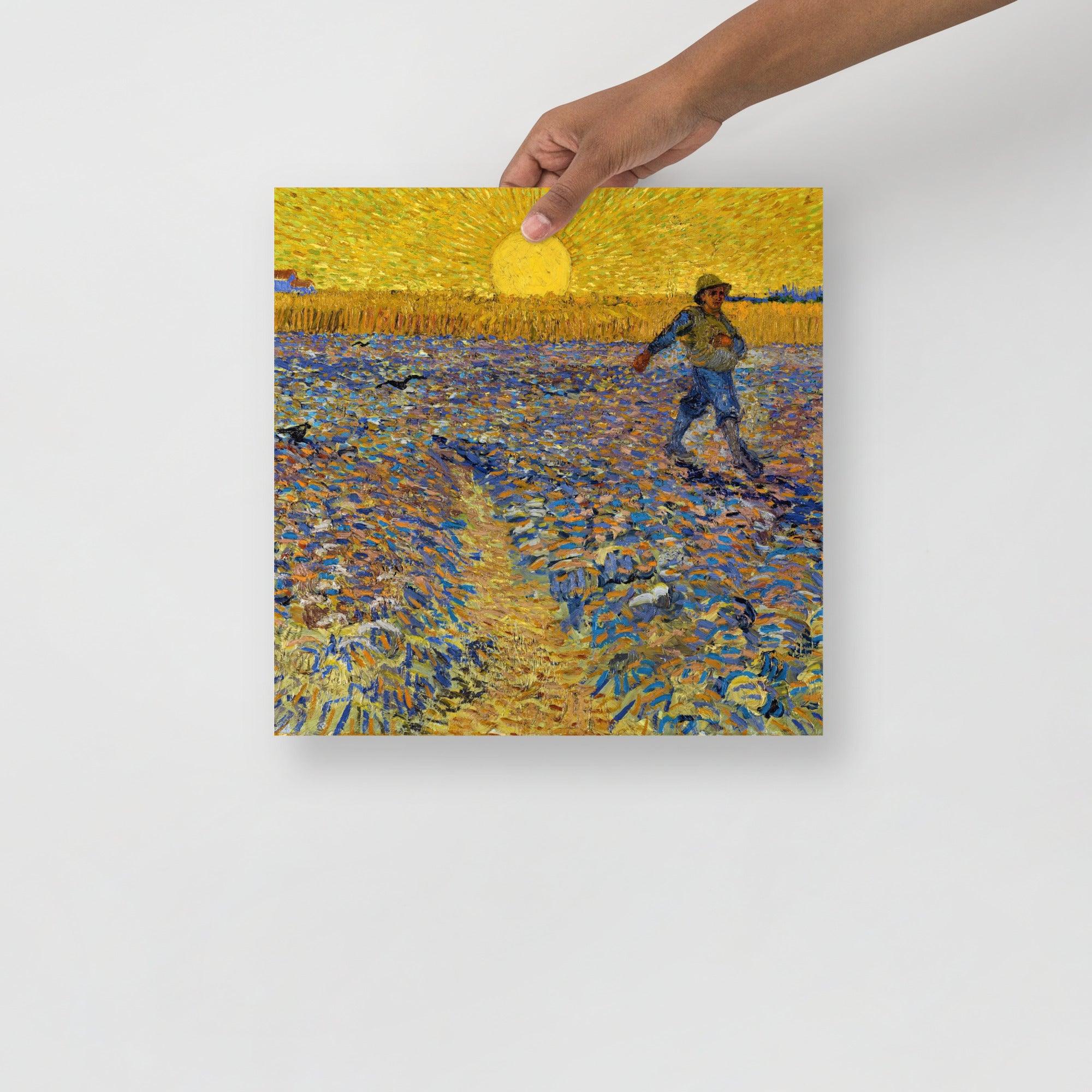 The Sower by Vincent Van Gogh poster on a plain backdrop in size14x14”.