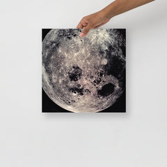 A Far Side of the Moon by Apollo 8 poster on a plain backdrop in size 14x14”.