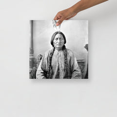 A Sitting Bull Portrait poster on a plain backdrop in size 14x14”.