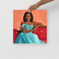 A Michelle Obama poster on a plain backdrop in size 16x16".