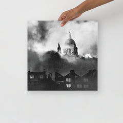 A St Paul's Survives poster on a plain backdrop in size 16x16”.