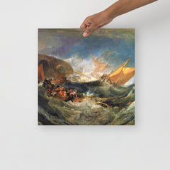 The Shipwreck by J. M. W. Turner poster on a plain backdrop in size 16x16”.
