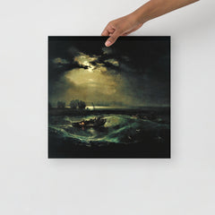 A Fishermen at Sea by William Turner poster on a plain backdrop in size 16x16”.