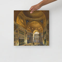 A Hagia Sophia (Aya Sofia) Church by Gaspare Fossati poster on a plain backdrop in size 16x16”.